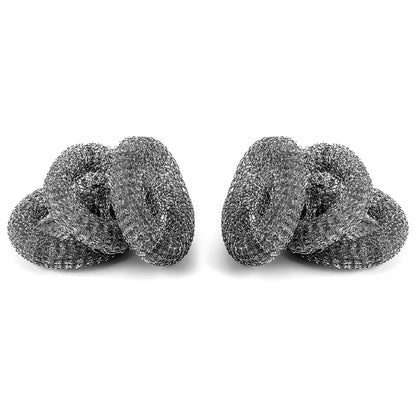 Set of 6 stainless steel scourers for tough cleaning jobs in the kitchen. Durable and rust-resistant.