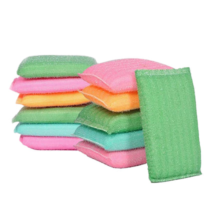 Kitchen scrubber pads, 12-pack, non-scratch for safe use on utensils.