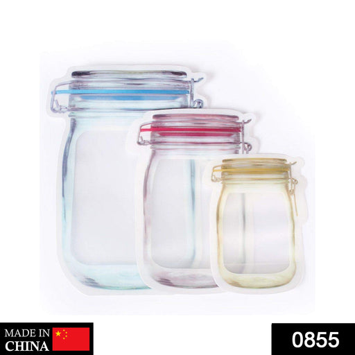 0855 Plastics Transparent Jar Shaped Stand-up Pouch With Zipper DeoDap