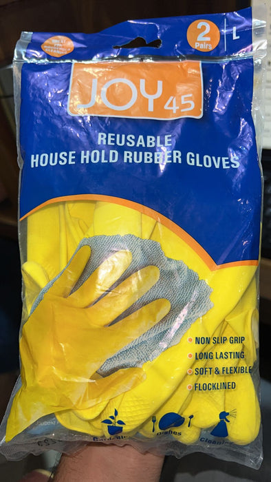 4853 Pair Of 2 Large Yellow Gloves For Types Of Purposes Like Washing Utensils, Gardening And Cleaning Toilet Etc. DeoDap