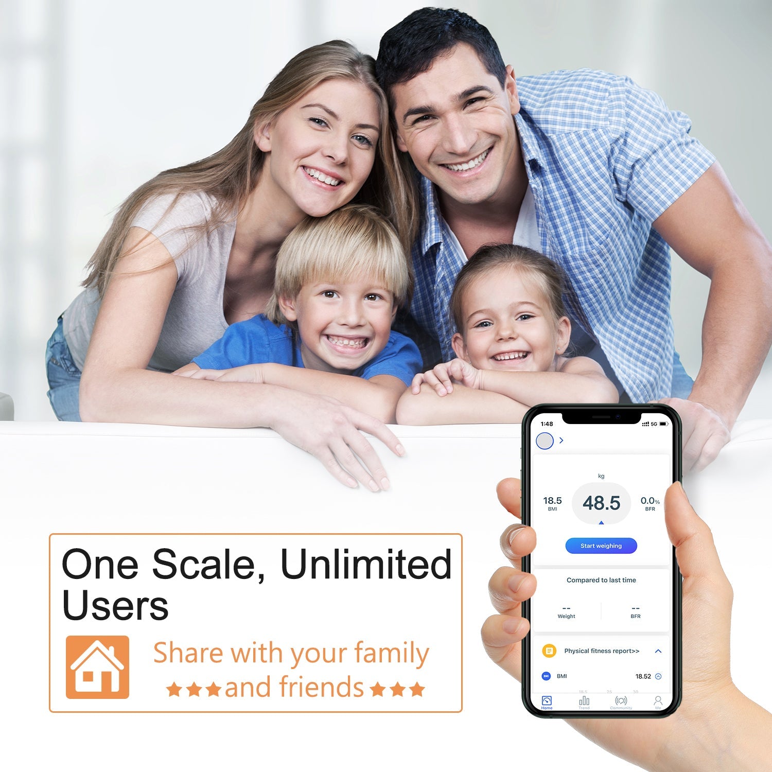 Smart body weight scale with app support