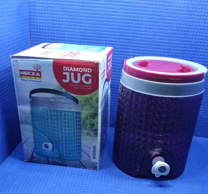 Large diamond cut plastic jug for beverages