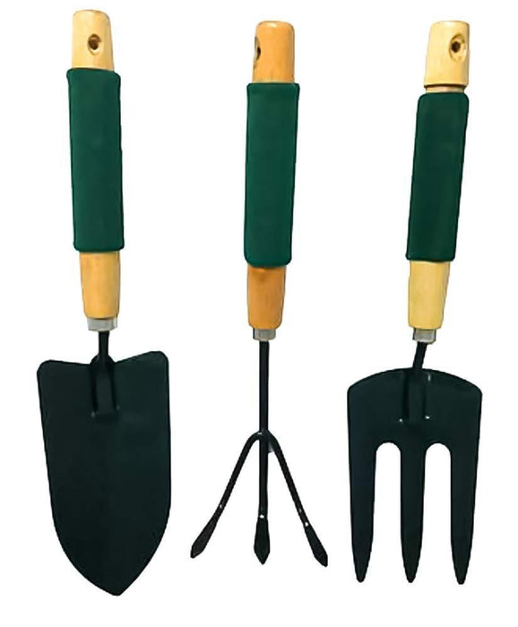 1505 Gardening Tool Wood Handle Cultivator Trowel Forks Tool Set (3 pack) DeoDap