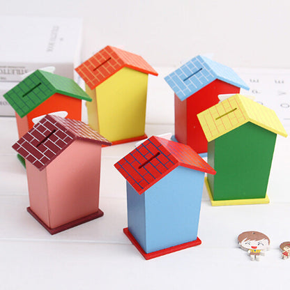 Cartoon piggy bank with house design