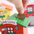 Wooden Piggy Bank – Cute House Shape for Kids | Inventive Play