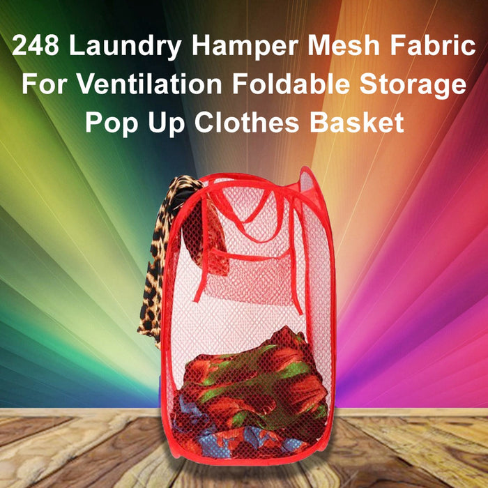 248 Laundry Hamper Mesh Fabric For Ventilation Foldable Storage Pop Up Clothes Basket DeoDap