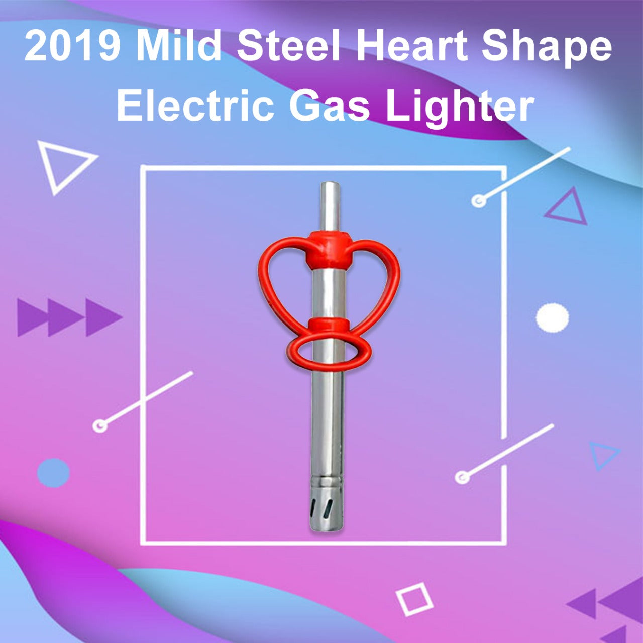 Electric gas lighter with a unique heart-shaped design and durable mild steel construction.