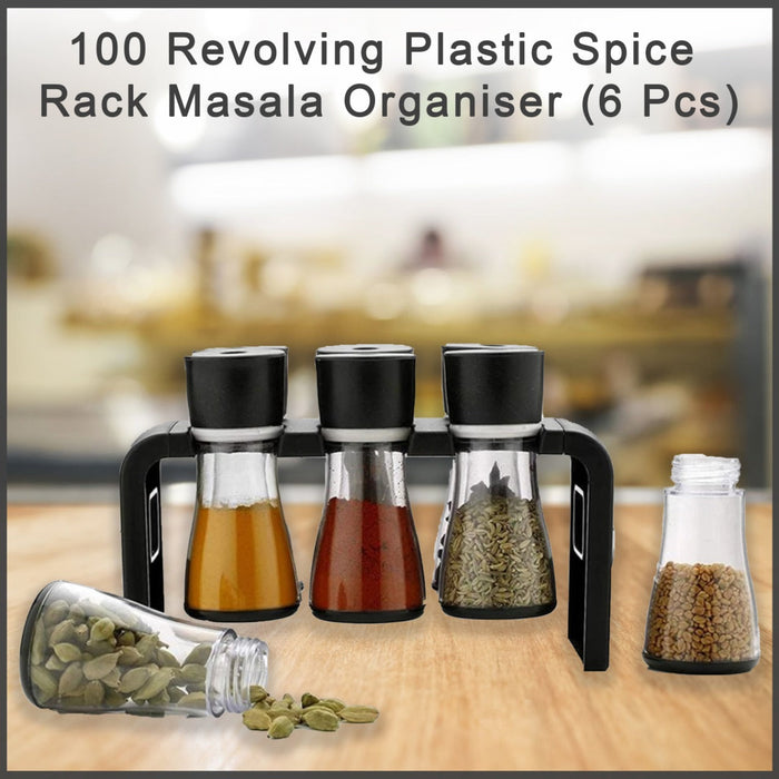100 Revolving Plastic Spice Rack Masala Organiser (6 Pcs) DeoDap