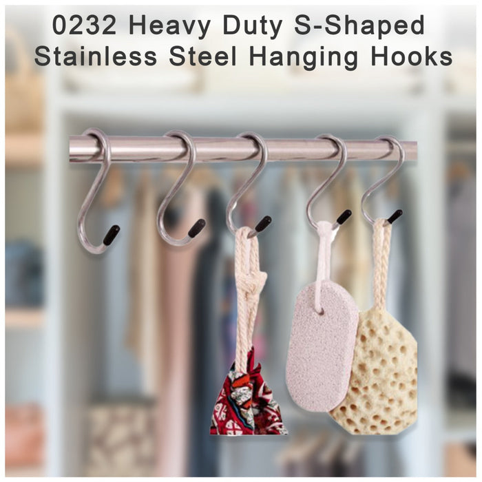 0232 Heavy Duty S-Shaped Stainless Steel Hanging Hooks - 5 pcs DeoDap