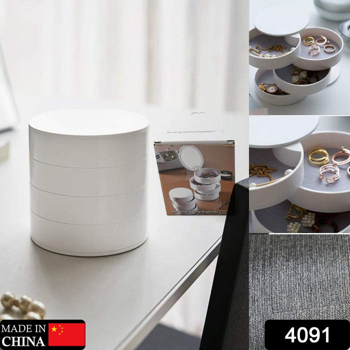 Shop 4 Layers Rotating Jewelry Box with Mirror | DeoDap