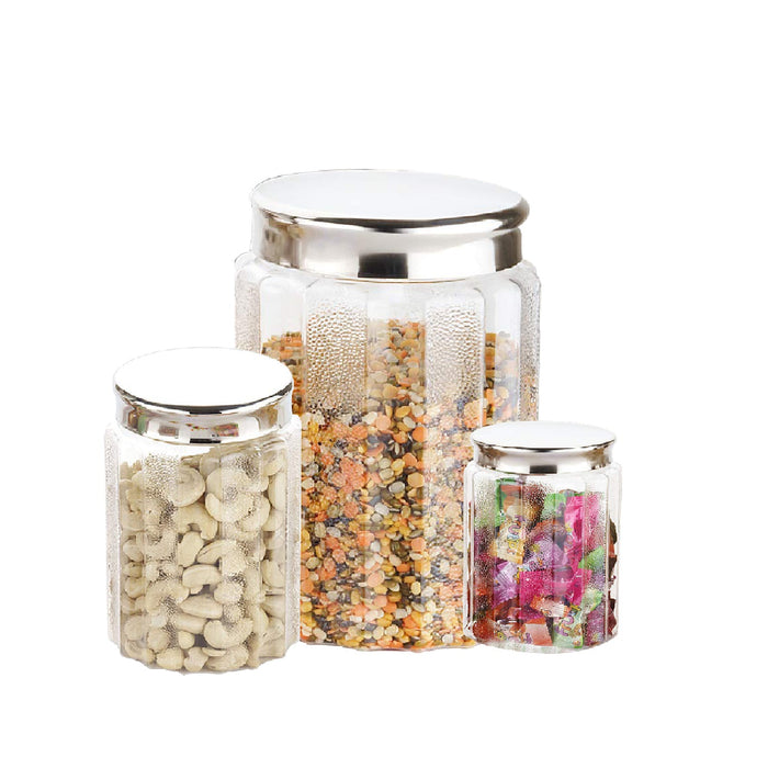 2456 jar Container Coming with Metal Air Tight and Rust Proof Cap (Set of 3) DeoDap