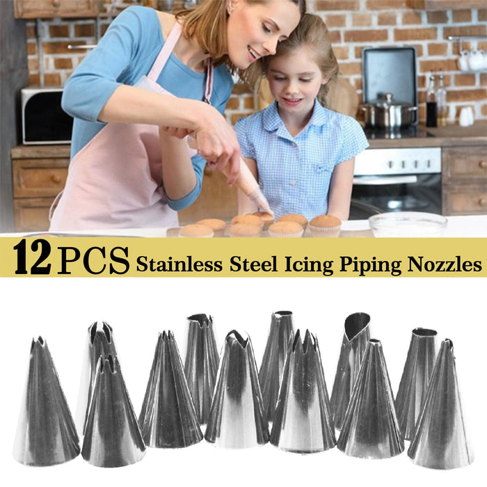 4641 Cake Decorating Stainless Steel Nozzle (12pcs) DeoDap