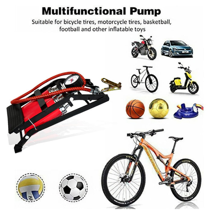 709 Dual-Cylinder Foot Pump, Portable Floor Bike Pump, 150PSI Air Pump DeoDap
