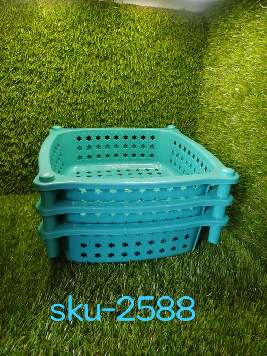 2588 3 layer round Kitchen Trolley Basket DeoDap