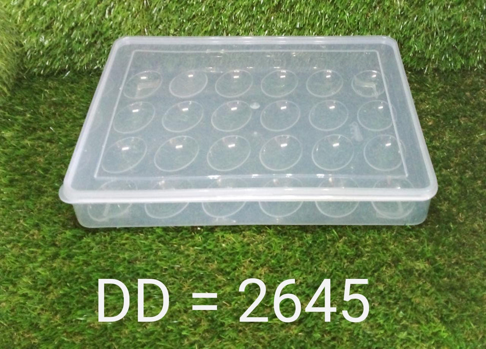 2645 24 Grids Plastic Egg Box Container Holder Tray for Fridge with Lid for 2 Dozen Egg Tray DeoDap