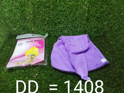 Microfiber hair towel with turban design for efficient drying.