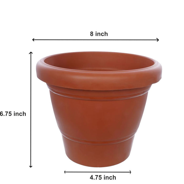 0838 Garden Heavy Plastic Planter Pot/Gamla 8 inch (Brown, Pack of 1,Medium ) DeoDap