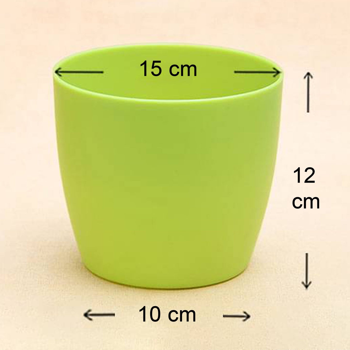 Green round plastic flower pots